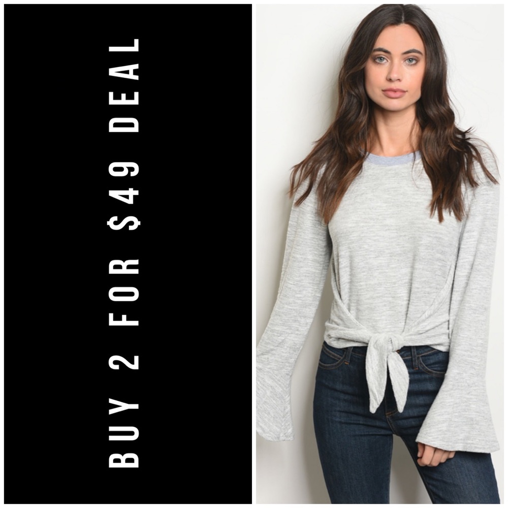 ❄️LAST1️⃣//GRAY BELL SLEEVES TOP